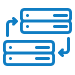 Blue icon for two sets of data files with arrows linking them