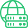 Green internet icon with server slots