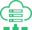Green icon of cloud with data ports